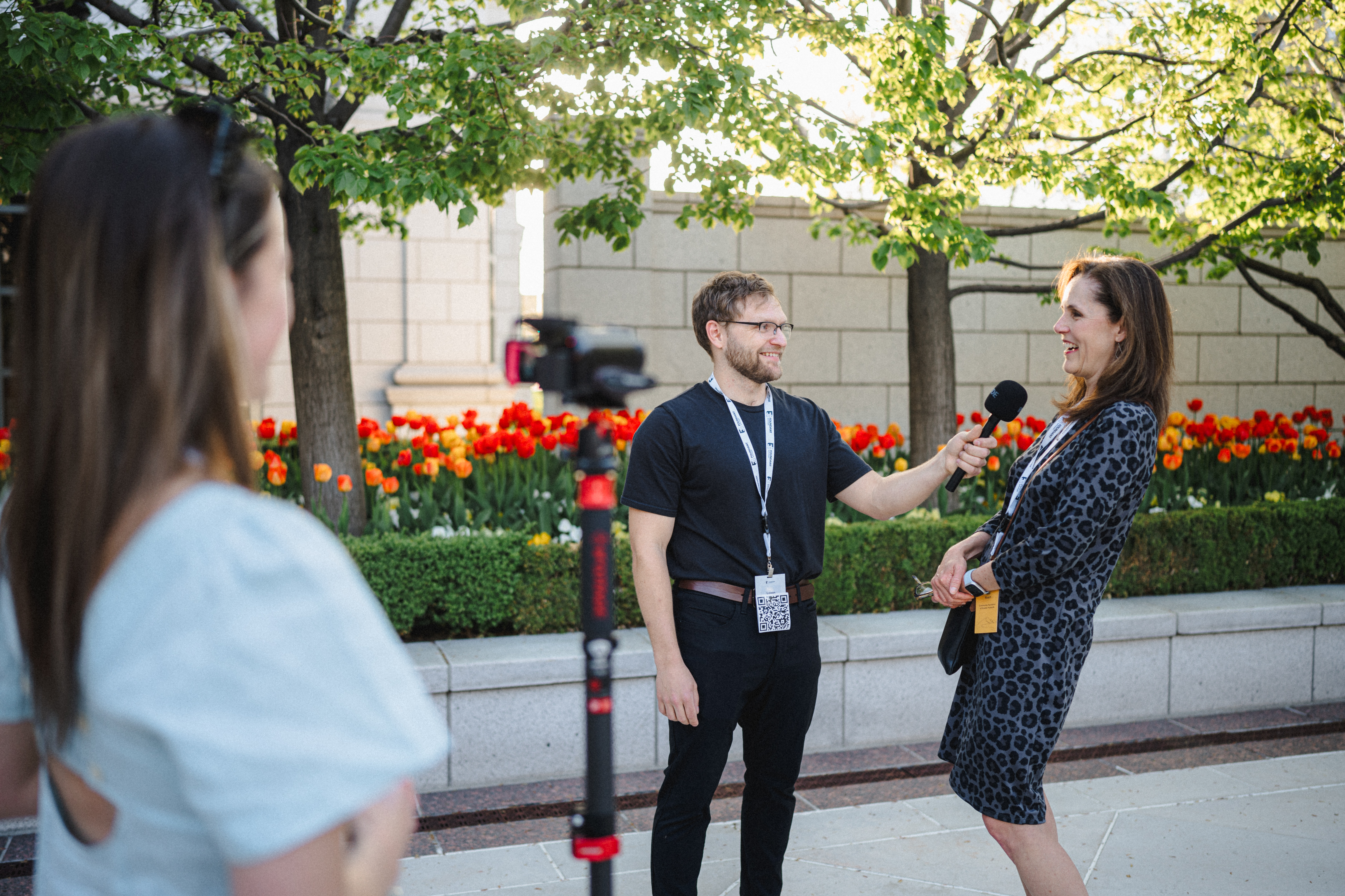 Logan Colegrove conducting a client interview on location